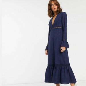 ASOS Plunge Broderie Maxi Dress NWT
